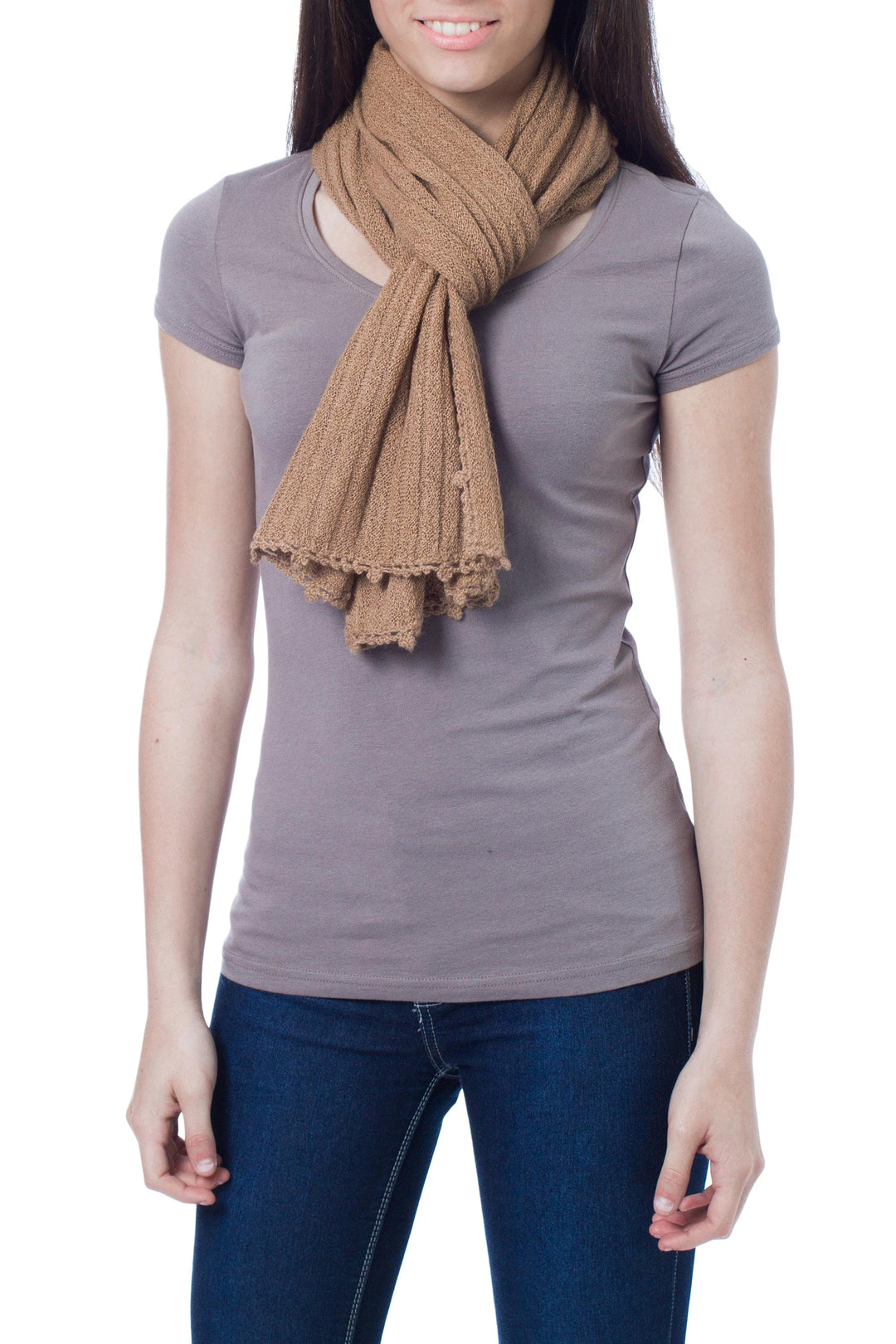 Fair Trade Baby Alpaca Scarf from Peru - Barley Harvest