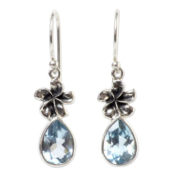 Blue Topaz Floral Earrings - Plumeria Dew