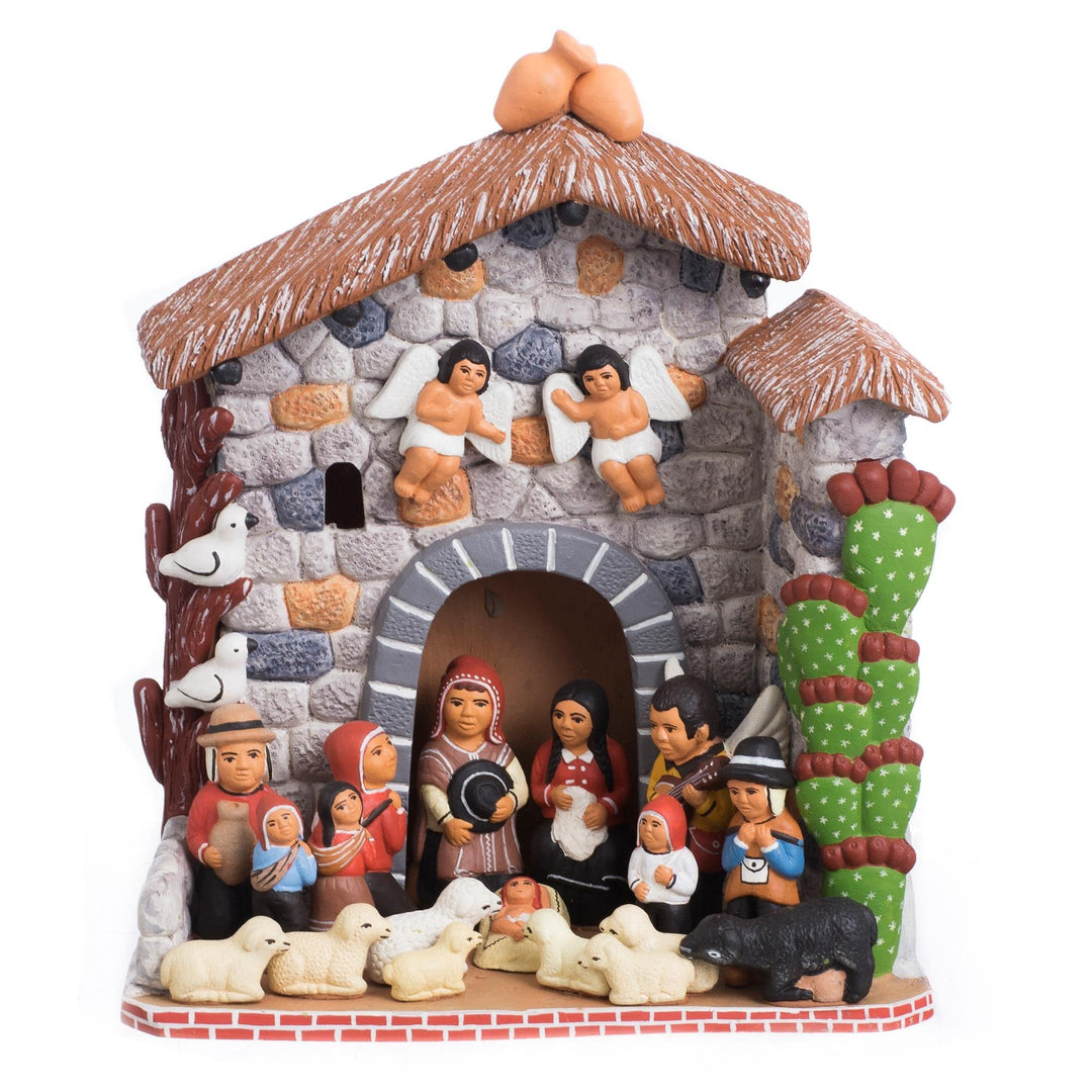 Peruvian Hand Made Ceramic Nativity Scene Figurine - Bethlehem in Peru