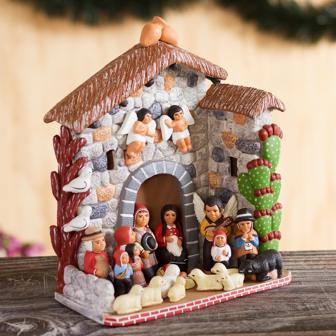 Peruvian Hand Made Ceramic Nativity Scene Figurine - Bethlehem in Peru