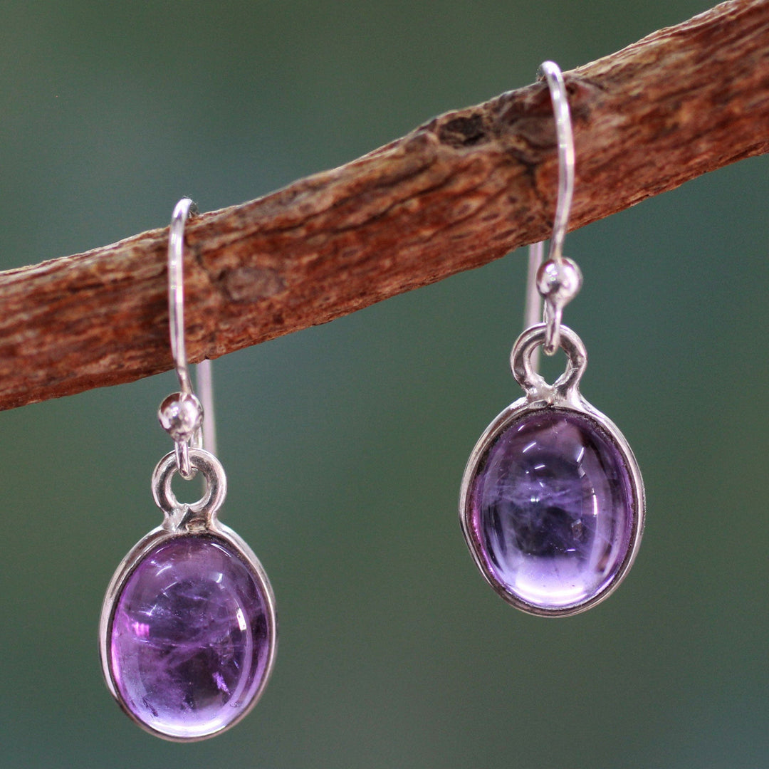 Silver and Amethyst Earrings Crafted in India - Luminous Lilac