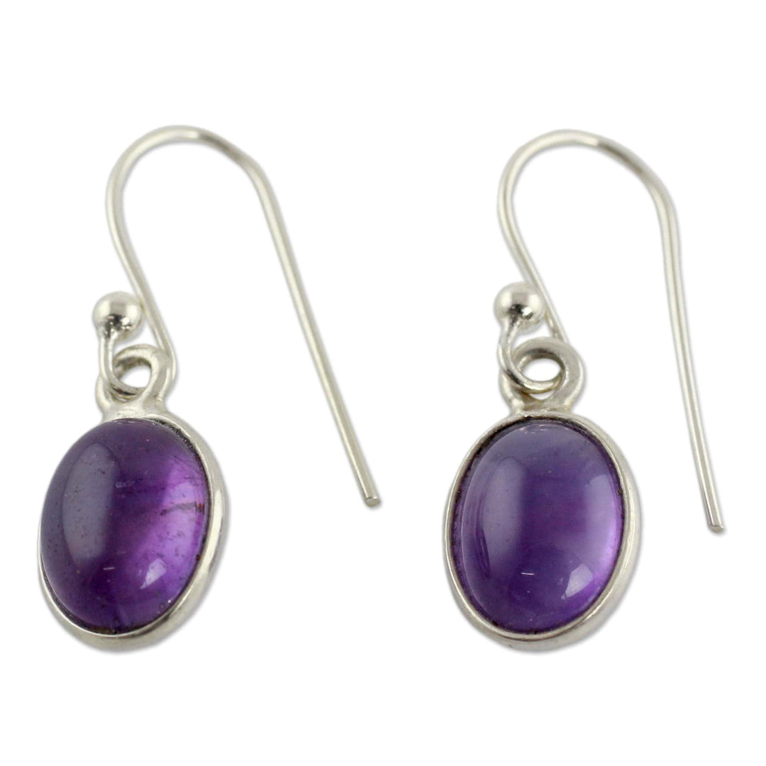 Silver and Amethyst Earrings Crafted in India - Luminous Lilac