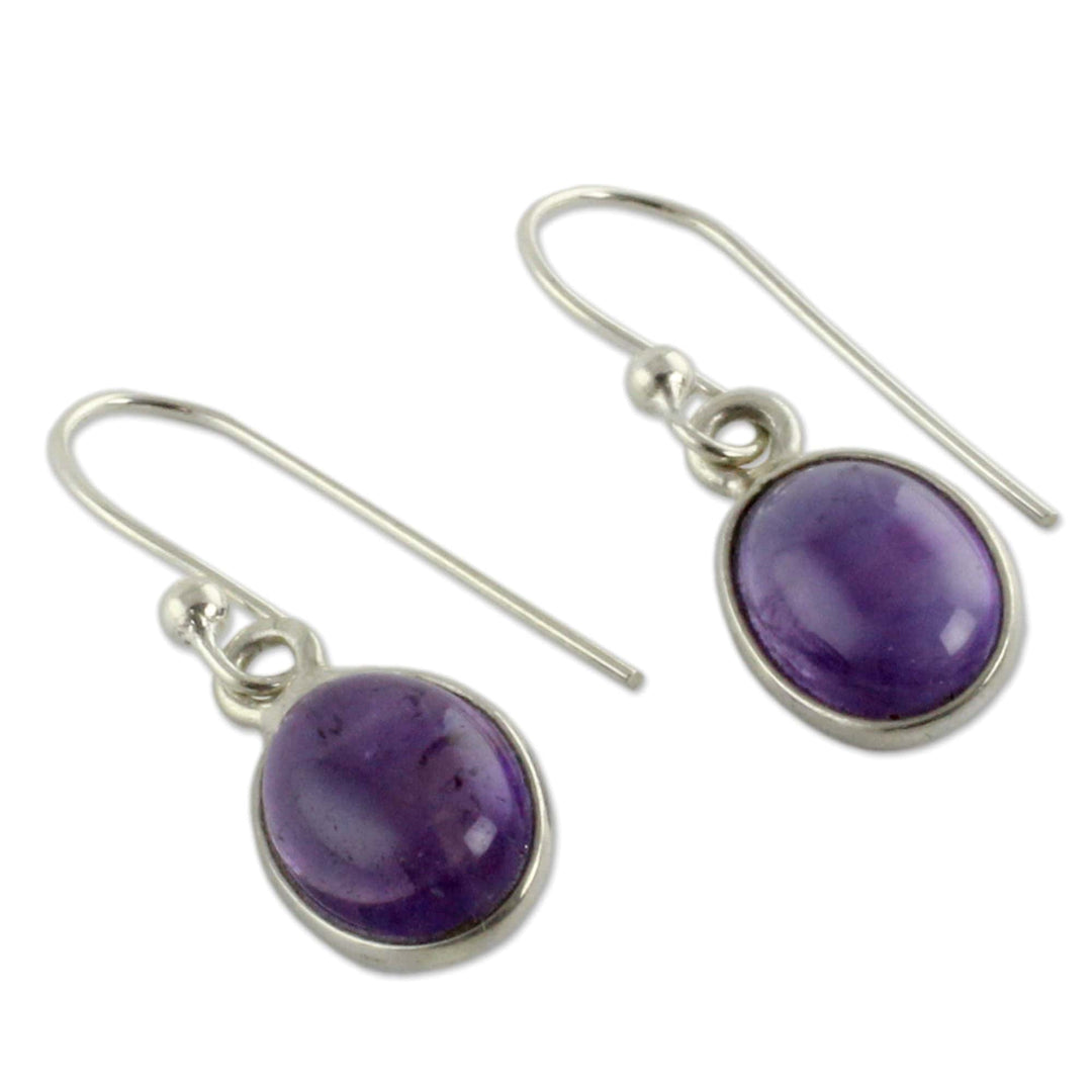 Silver and Amethyst Earrings Crafted in India - Luminous Lilac