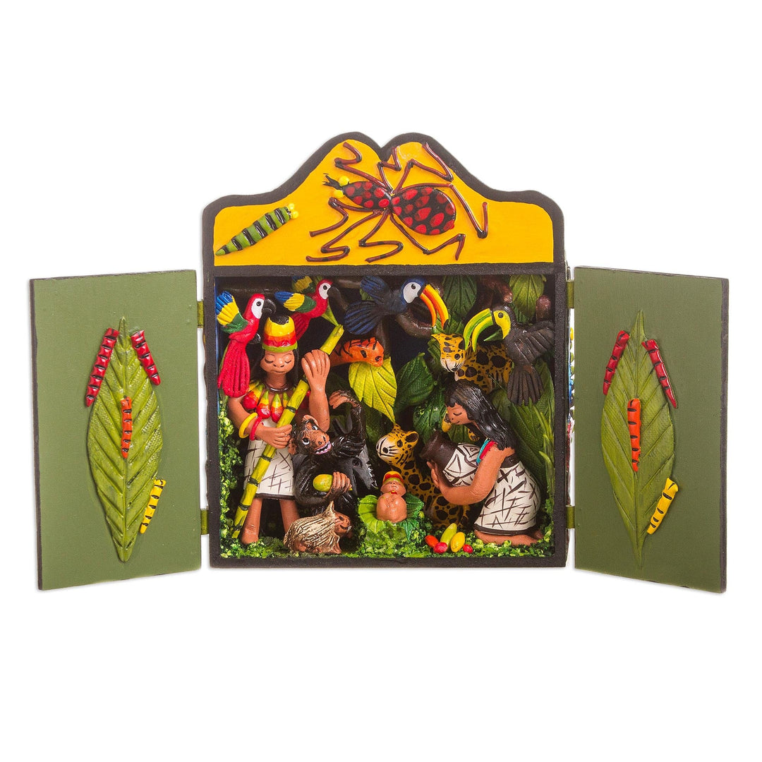 Handcrafted Signed Amazon Nativity Scene - Shipibo Christmas