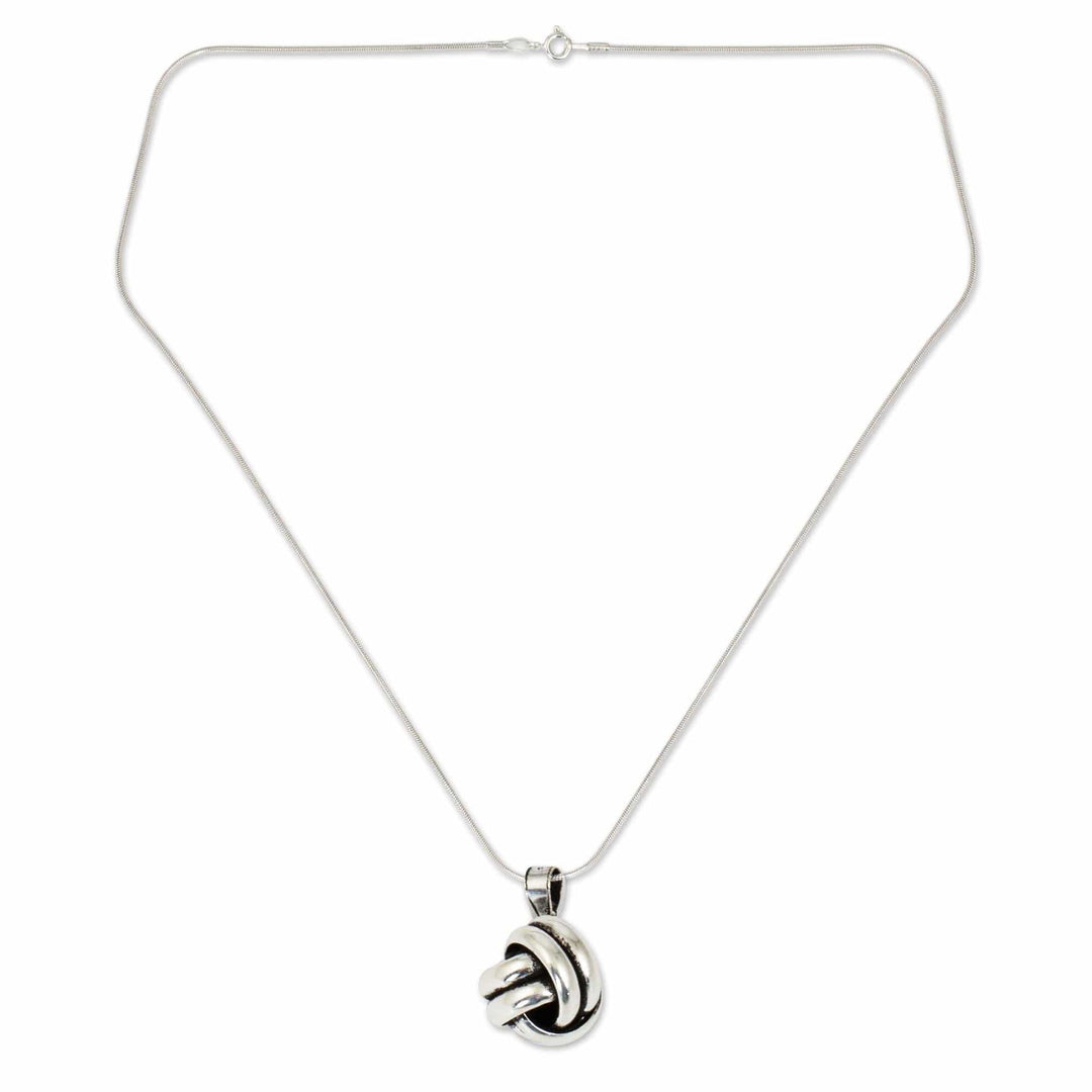 Artisan Crafted Silver Pendant Necklace - Double Love Knot