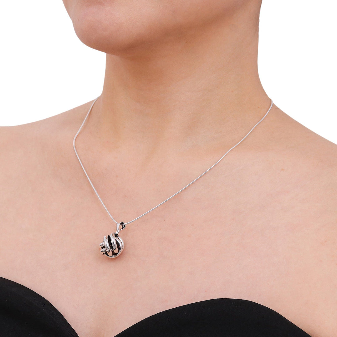 Artisan Crafted Silver Pendant Necklace - Double Love Knot