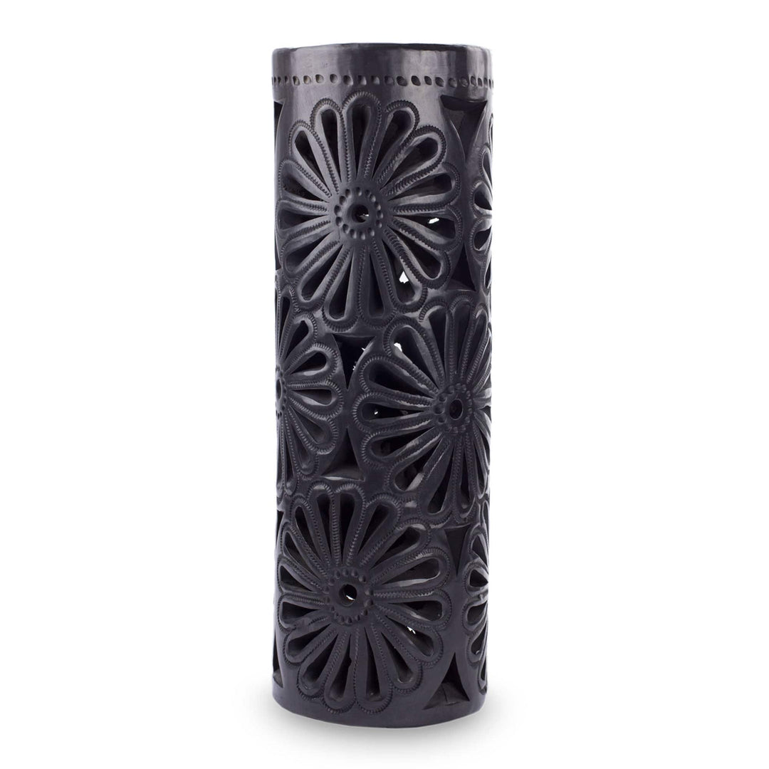 Slender Black Pottery Vase - Slender Blossoms