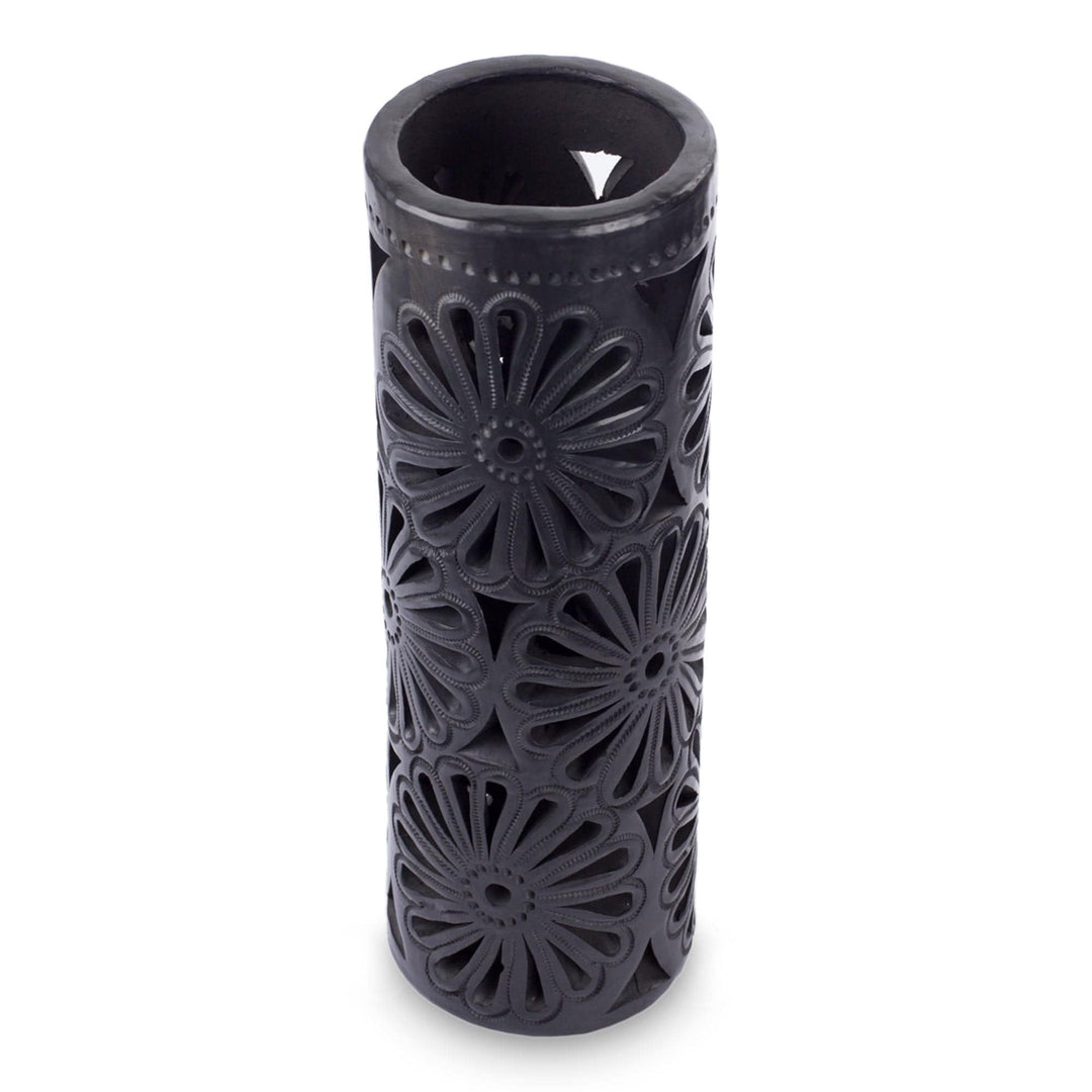 Slender Black Pottery Vase - Slender Blossoms