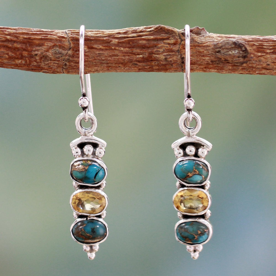 Citrine and Turquoise Earrings - Sunshine and Sky