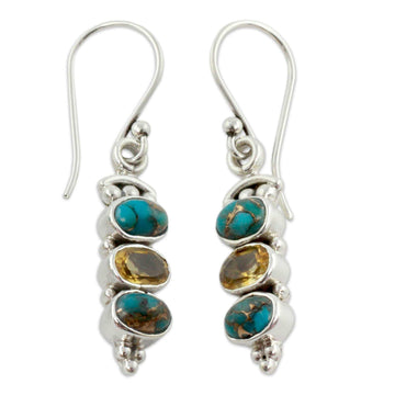 Citrine and Turquoise Earrings - Sunshine and Sky