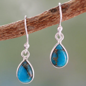 Composite Turquoise on Sterling Silver Earrings - Beautiful Blue Goddess