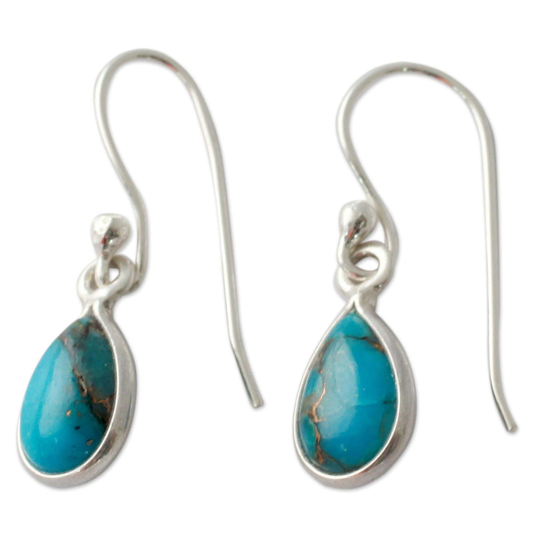Composite Turquoise on Sterling Silver Earrings - Beautiful Blue Goddess