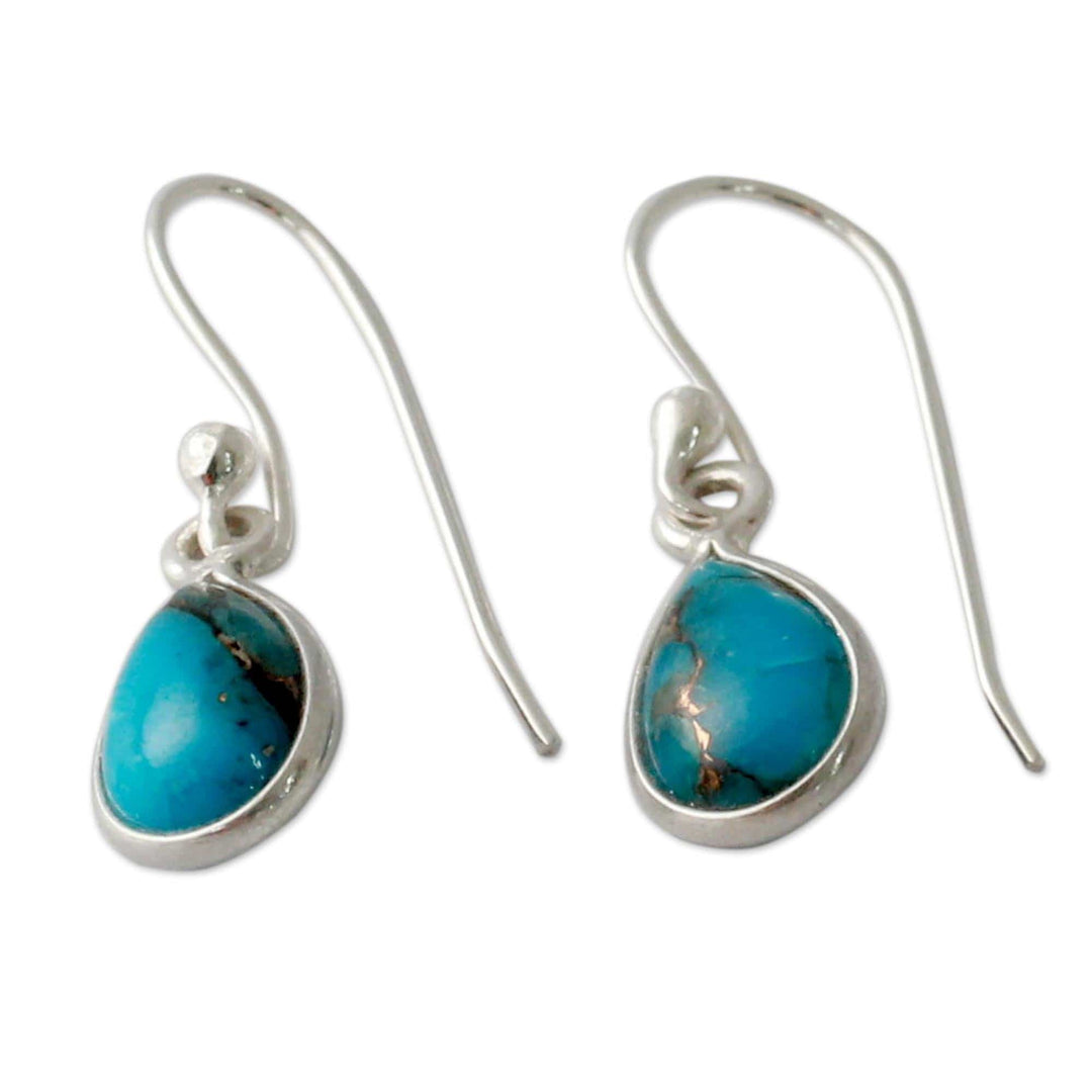 Composite Turquoise on Sterling Silver Earrings - Beautiful Blue Goddess