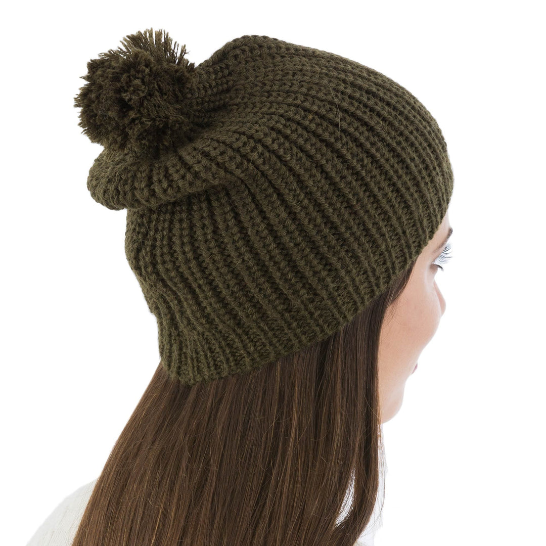 Alpaca Knit Green Hat from Peru - Andean Forest
