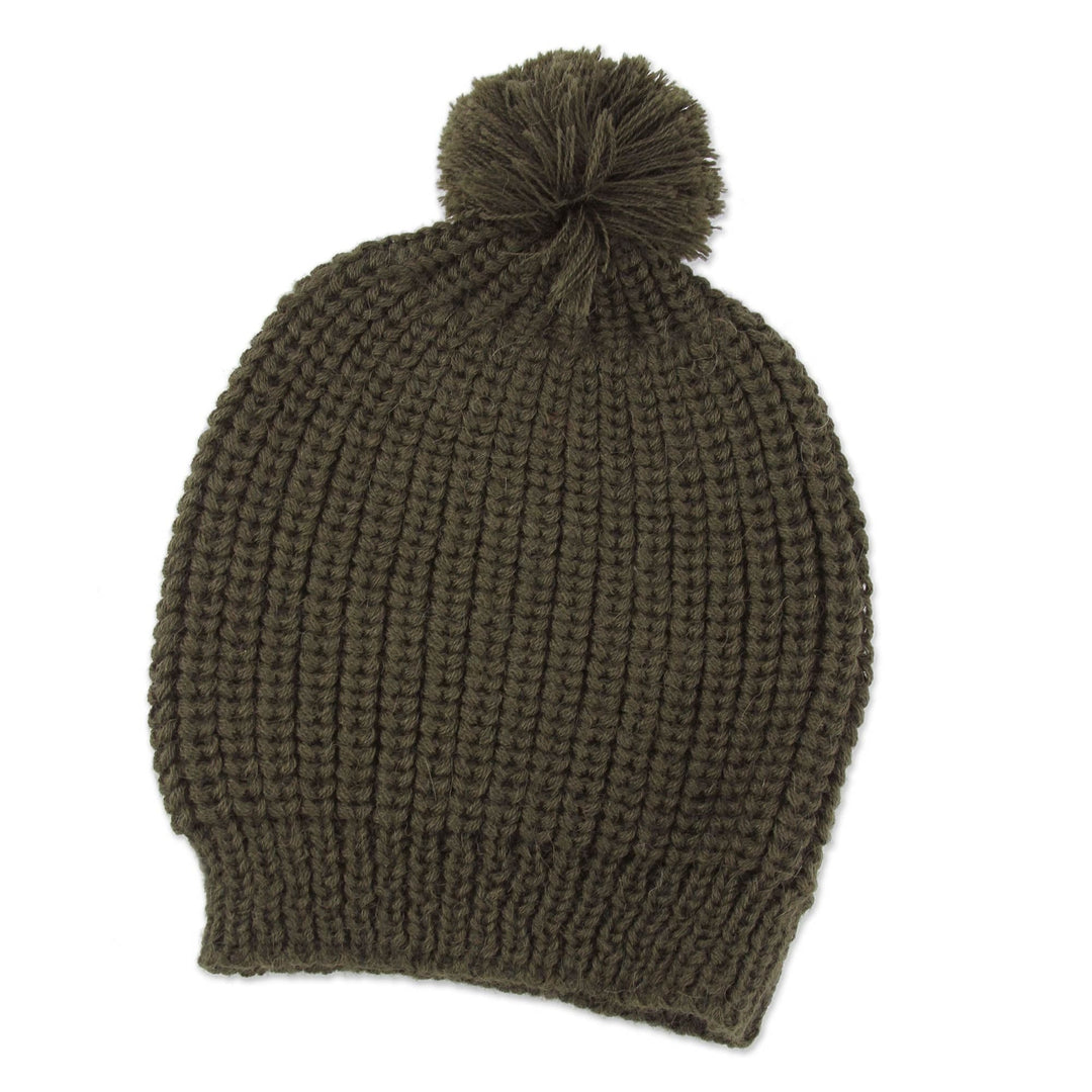 Alpaca Knit Green Hat from Peru - Andean Forest