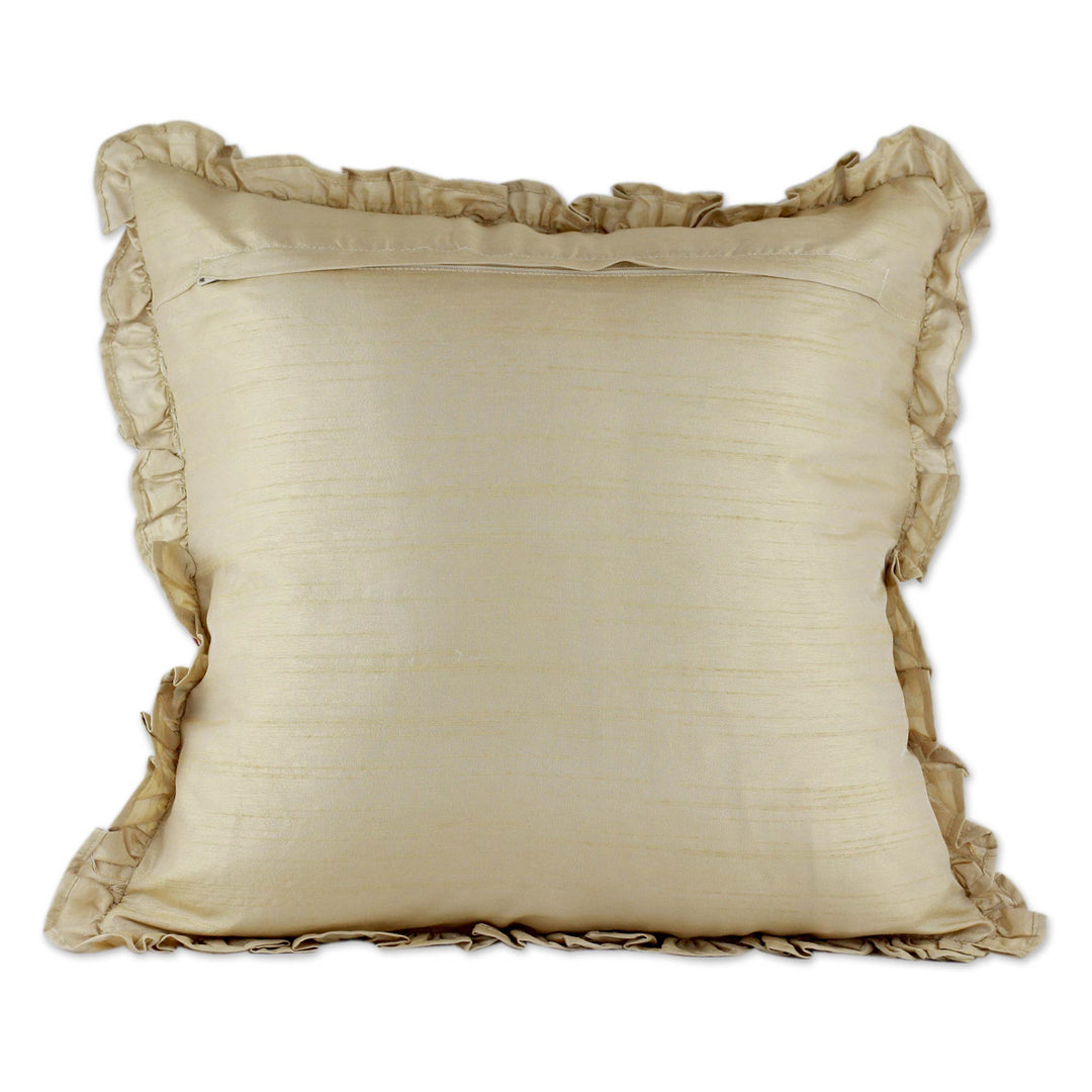 Floral Embroidered Cushion Covers with Ruffles (Pair) - Floral Delight