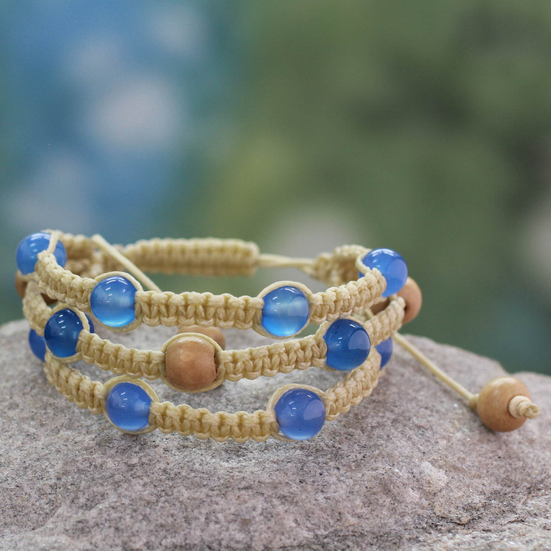 Macrame Chalcedony Beaded Bracelet - Peaceful Mind