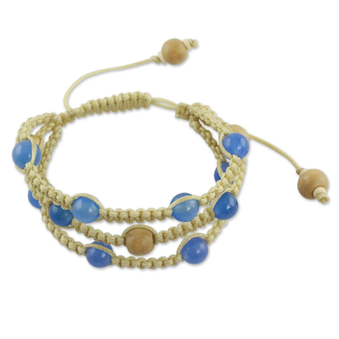 Macrame Chalcedony Beaded Bracelet - Peaceful Mind