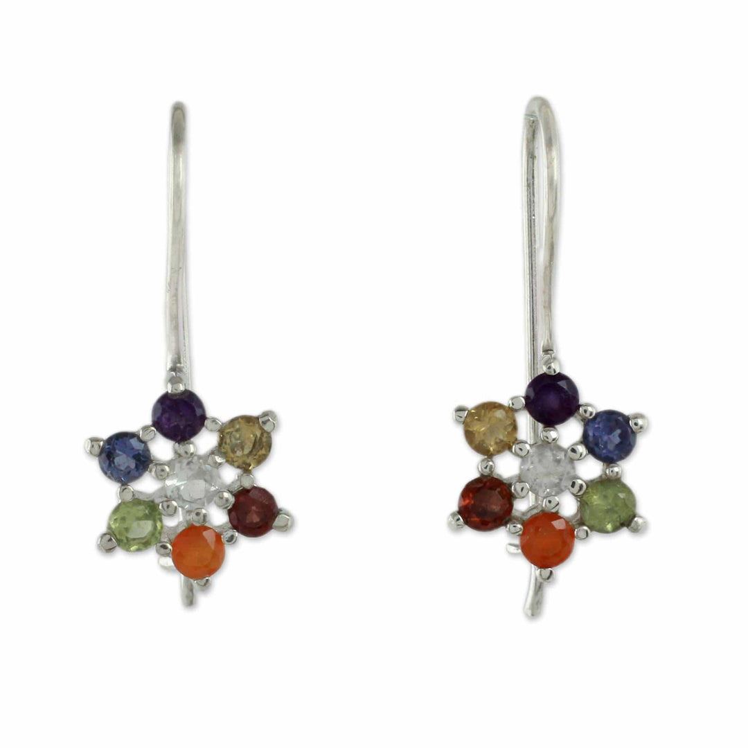 Multi Gemstone Sterling Silver Earrings Chakra Jewelry - Harmonious Nature