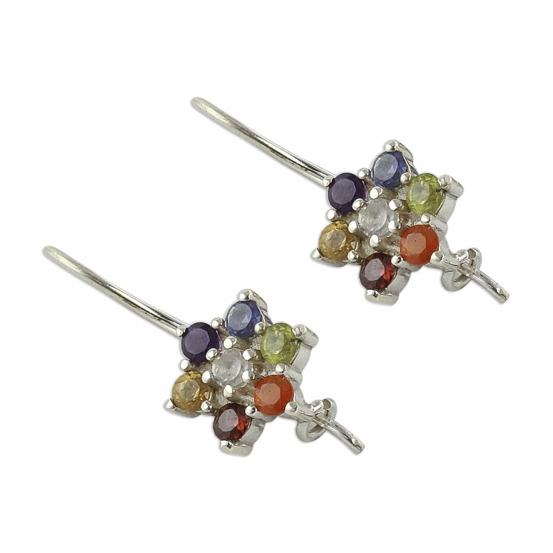 Multi Gemstone Sterling Silver Earrings Chakra Jewelry - Harmonious Nature
