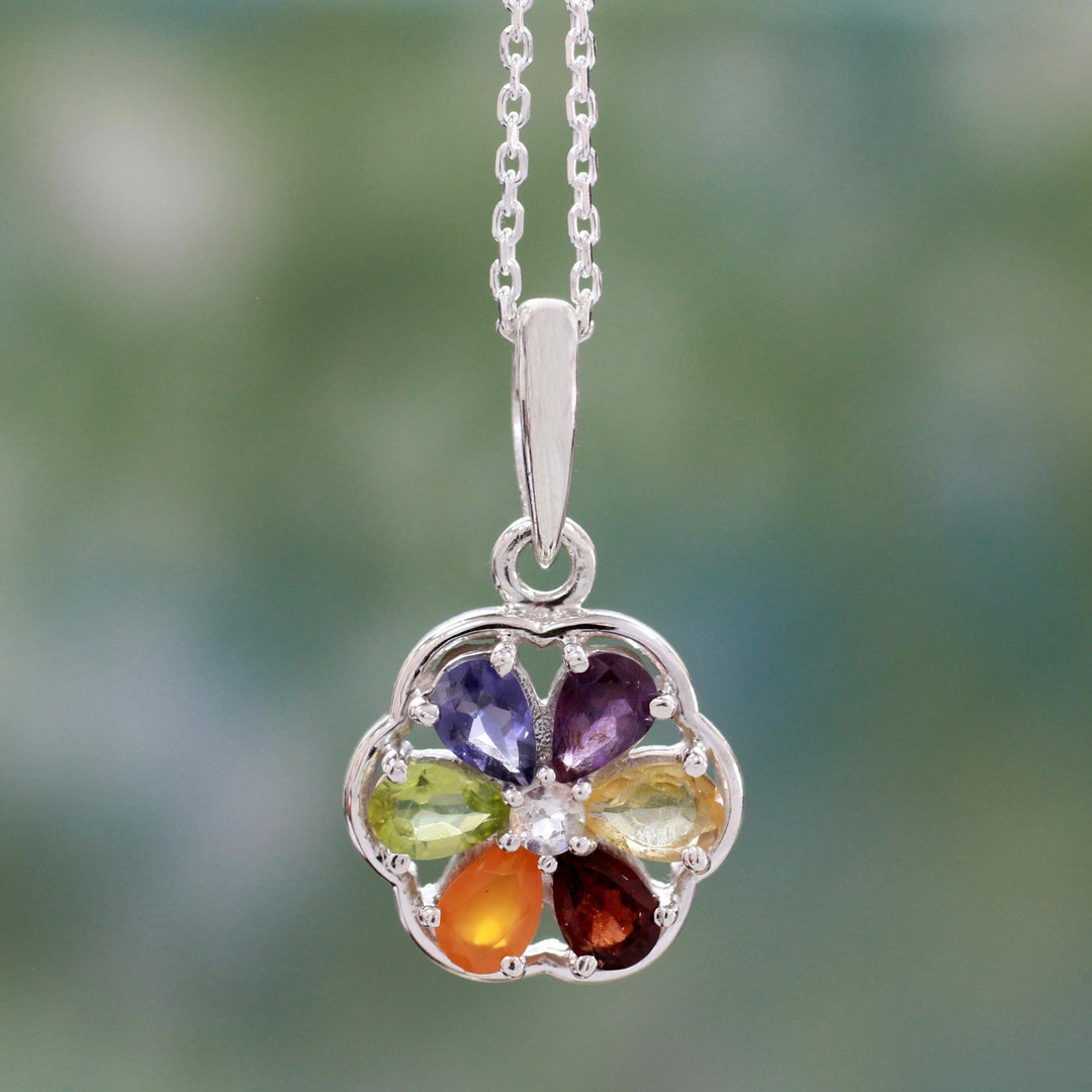 Floral Chakra Jewelry Multi Gem Necklace - Energy Bloom