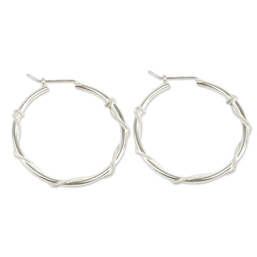 Modern Handmade Sterling Silver Hoop Earrings - Goddess of Health