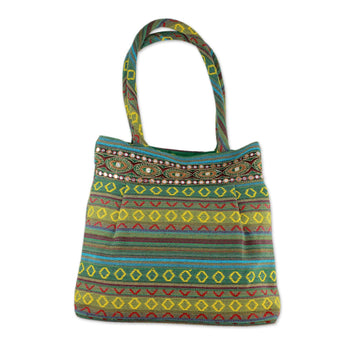 Handwoven Green Cotton Gujarat Style Shoulder Bag - Green Gujarat Glam