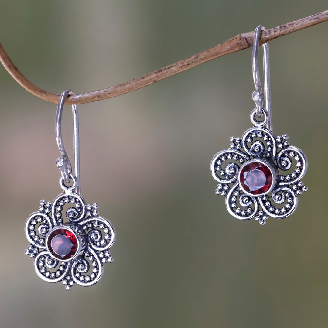 Sumatran Garnet Floral Earrings - Flower of Sumatra
