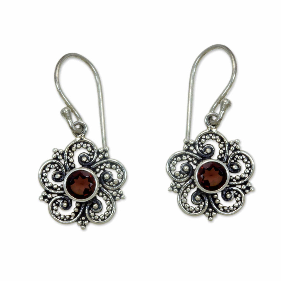 Sumatran Garnet Floral Earrings - Flower of Sumatra