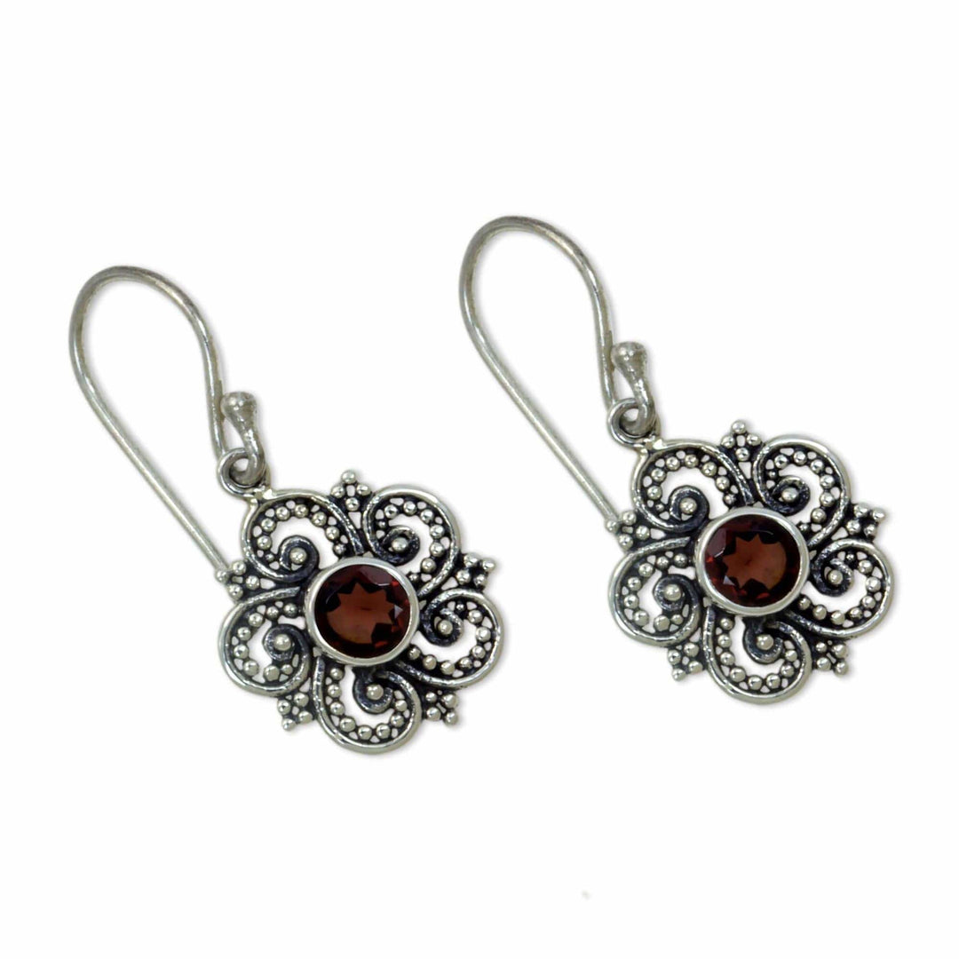 Sumatran Garnet Floral Earrings - Flower of Sumatra