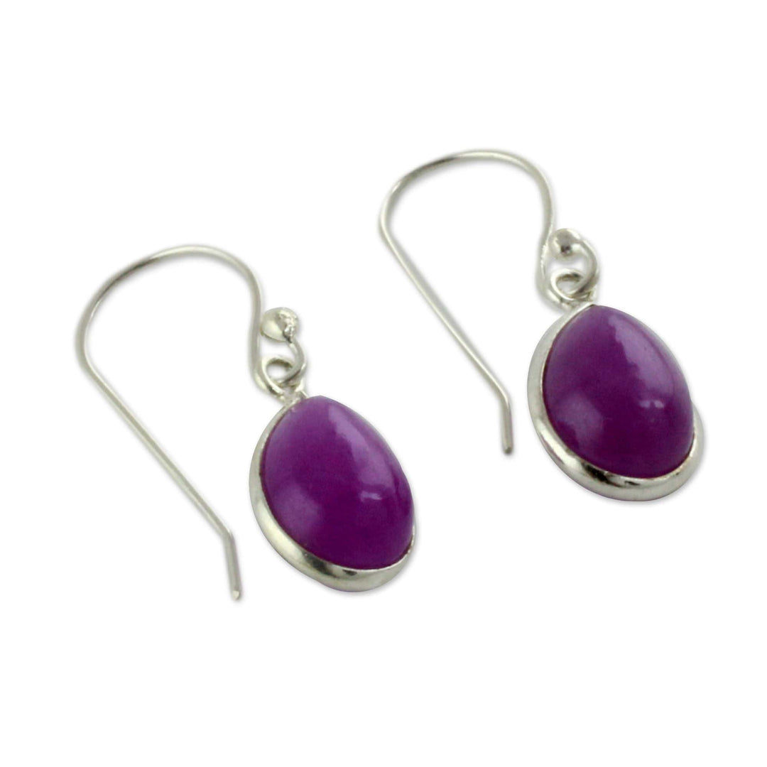 Sterling Teardrop Earrings with Fuchsia Quartz - Fuchsia Fashion
