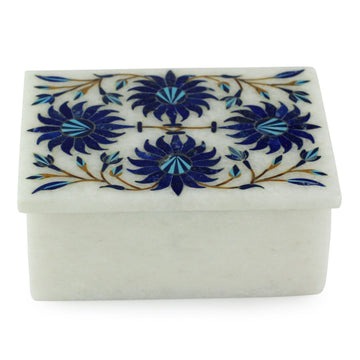 Floral Marble Jewelry Box - Carnation Sky