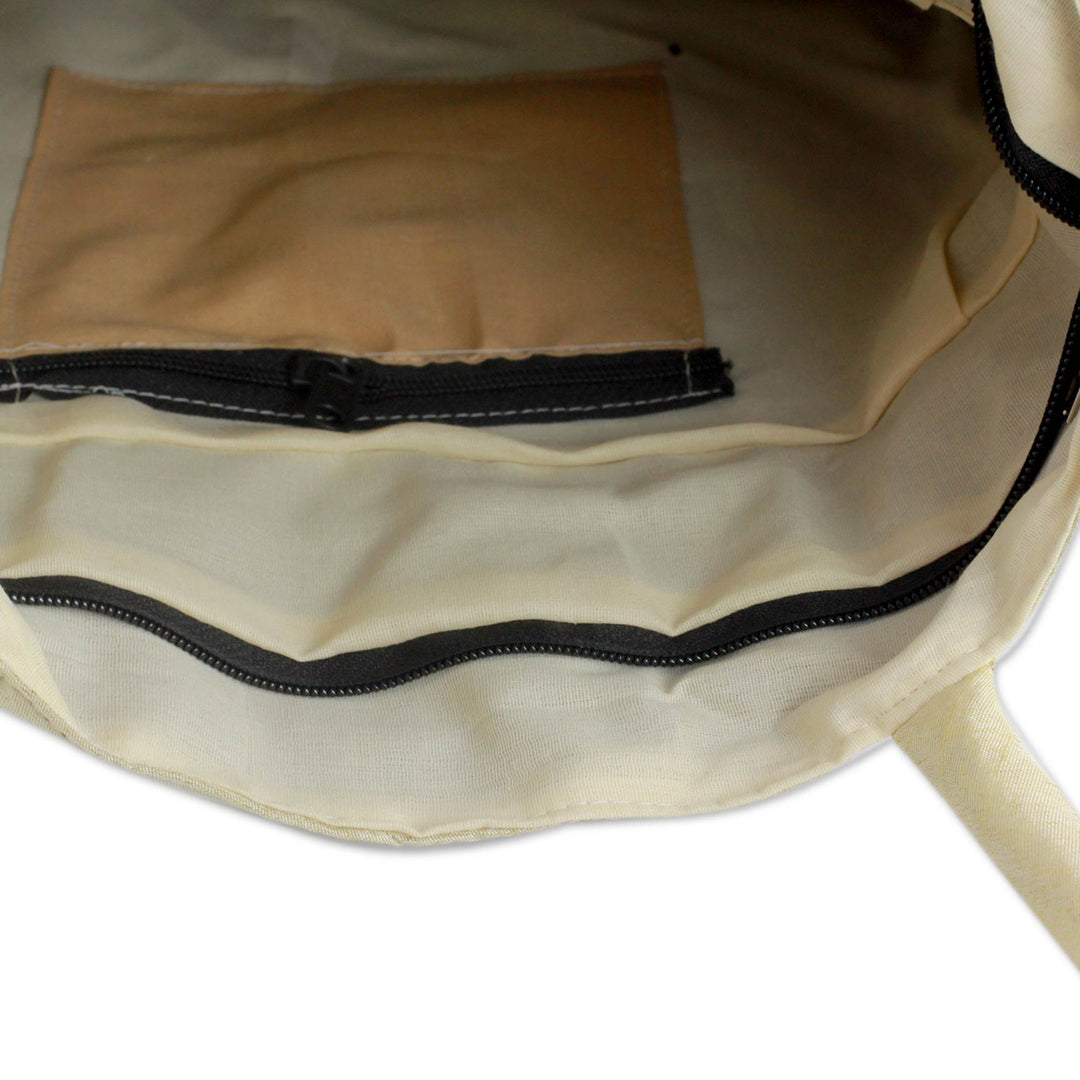Beige Floral Embroidery Shoulder Bag - Floral Beige