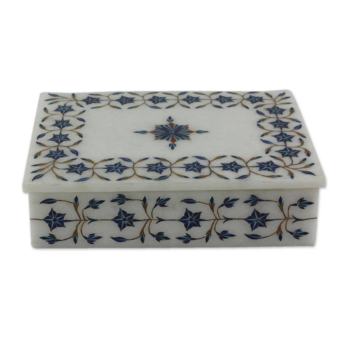 Handcrafted Marble Inlay Jewelry Box - Nautical Stars