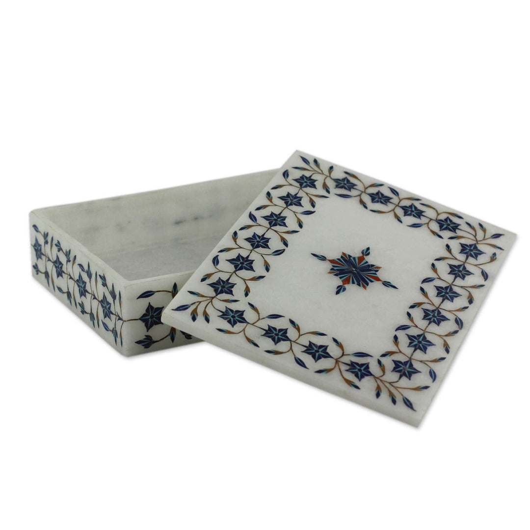 Handcrafted Marble Inlay Jewelry Box - Nautical Stars