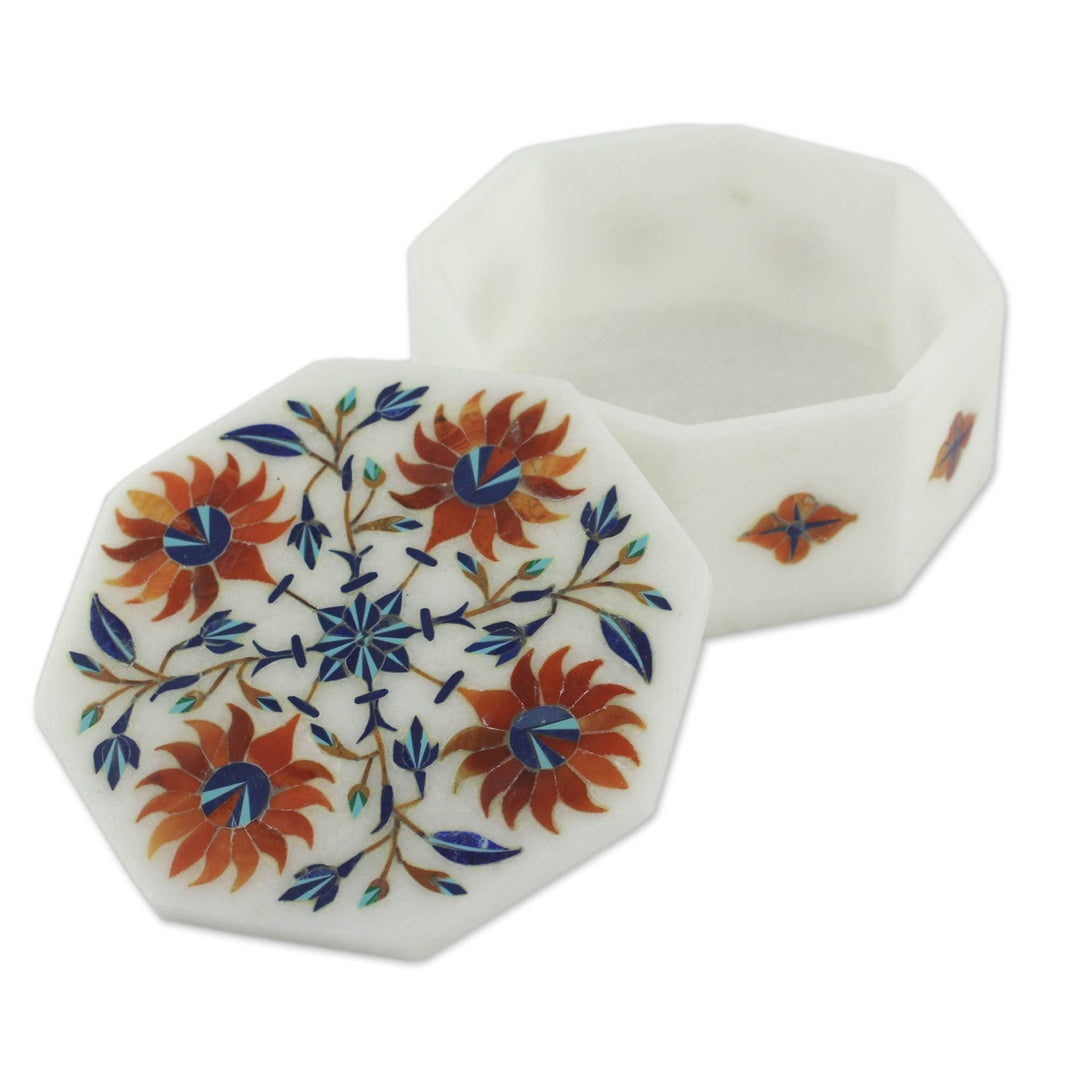 Floral Marble Jewelry Box - Sunflower Compass