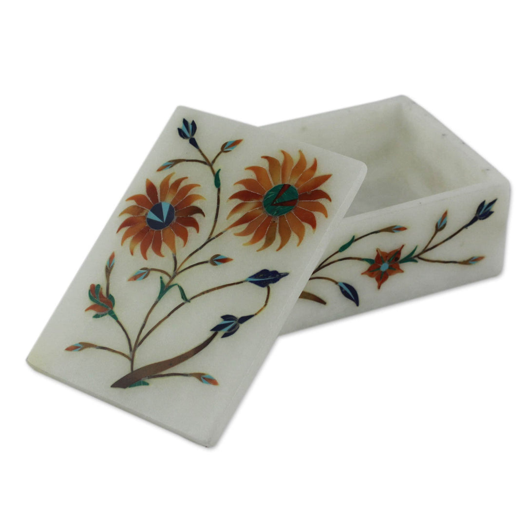 Floral Marble Jewelry Box - Sunflower Duet
