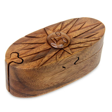 Sunshine Theme Wood Puzzle Box - Balinese Sun