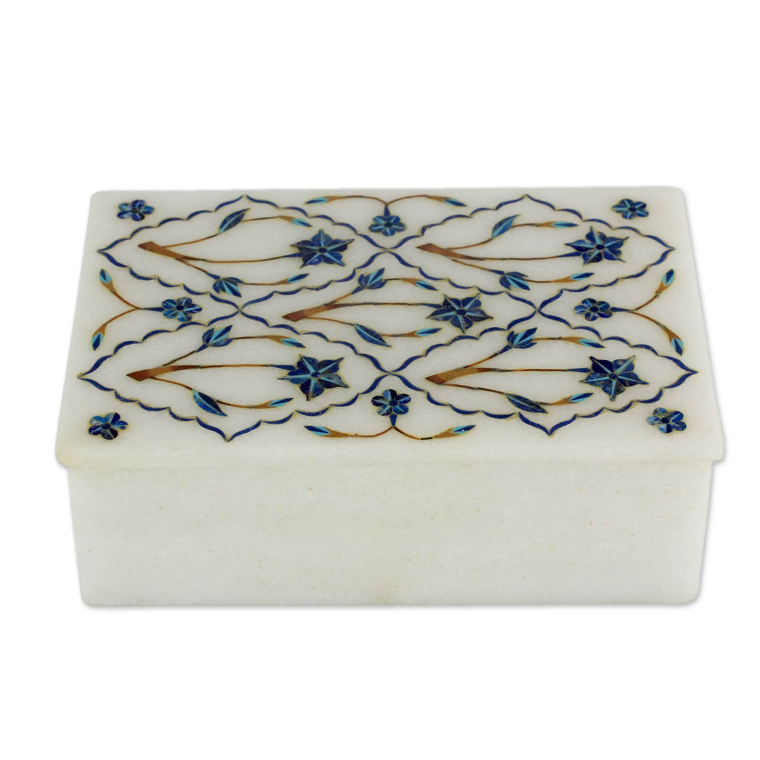 Marble Inlay Jewelry Box - Blue Starflowers