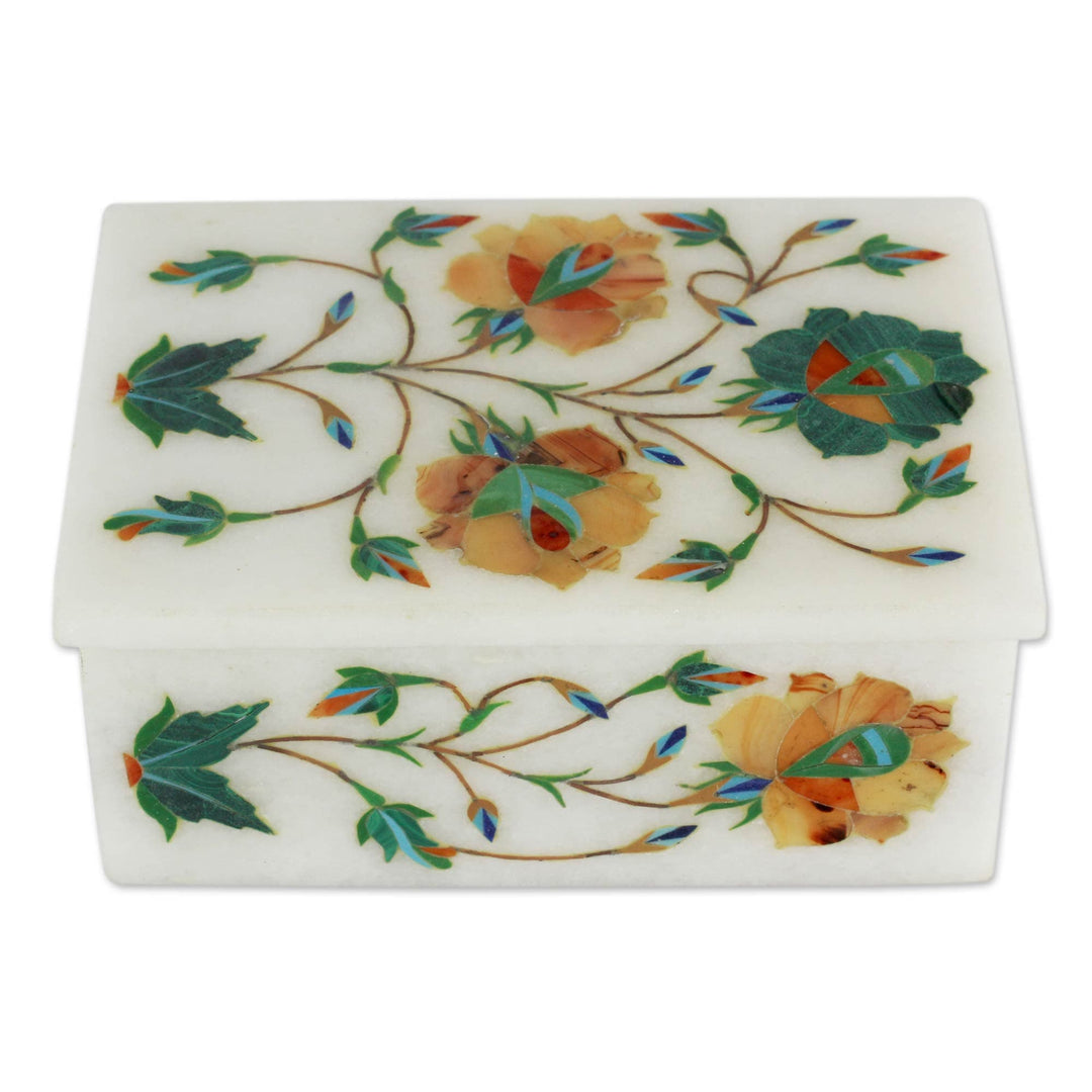 Marble Inlay Jewelry Box - Floral Trio