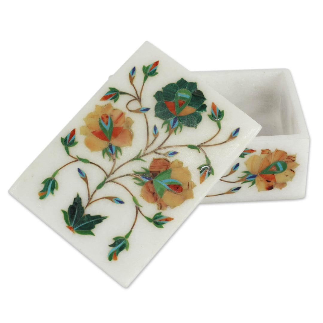 Marble Inlay Jewelry Box - Floral Trio