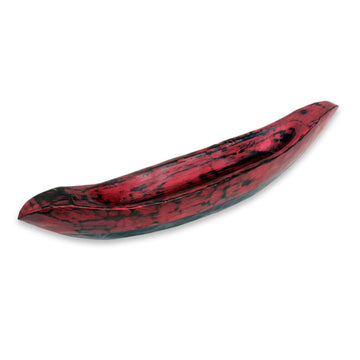Red Hand Carved Boat Theme Catchall from Bali - Vintage Red Canoe