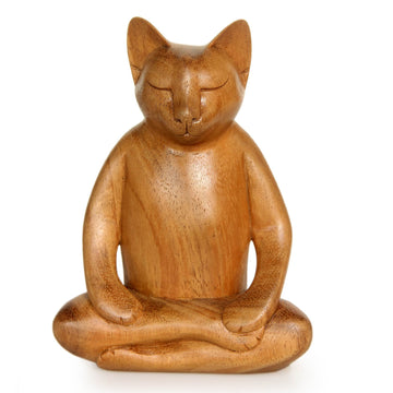 Lotus Position Yoga Cat Carving - Ginger Cat Does Yoga