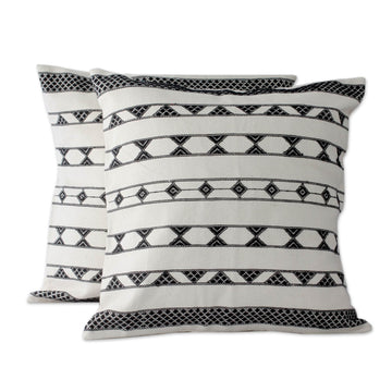 Hand Crafted Cotton Patterned Cushion Cover (Pair) - Desert Geometry