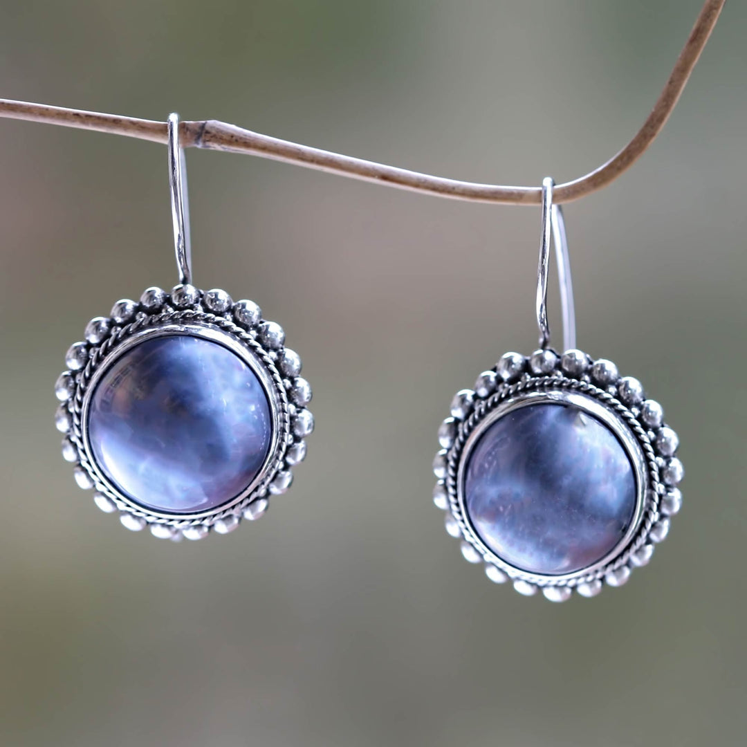 Artisan Crafted Cultured Blue Mabe Pearl Drop Earrings - Once in a Blue Moon