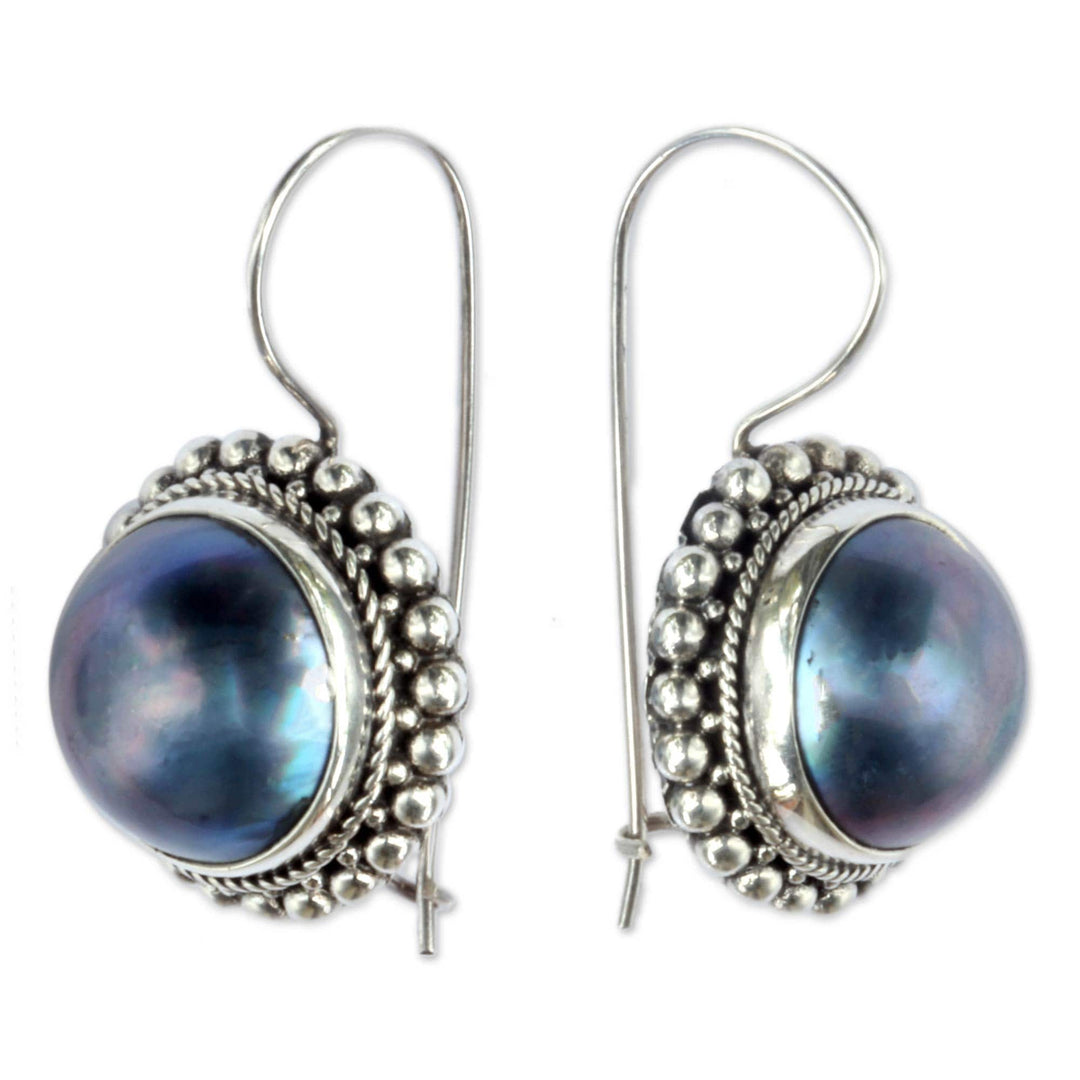 Artisan Crafted Cultured Blue Mabe Pearl Drop Earrings - Once in a Blue Moon