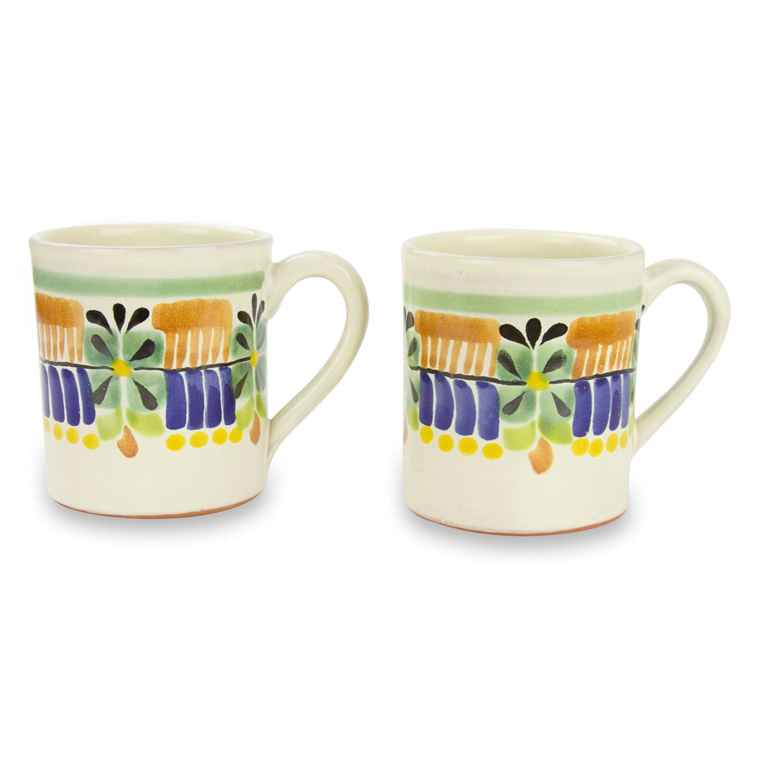 Majolica Ceramic Mugs Artisan Crafted in Mexico (Pair) - Acapulco