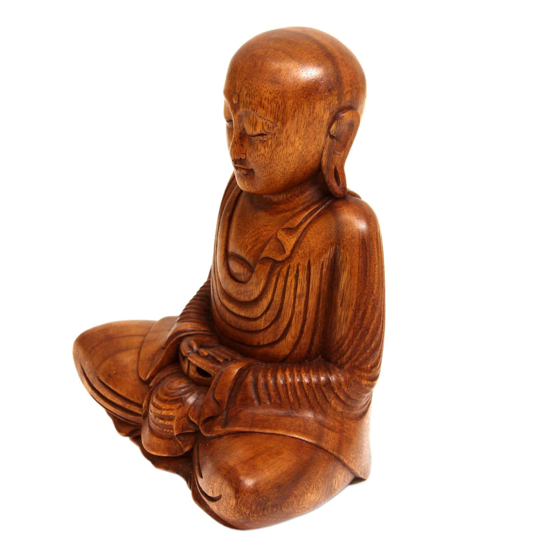 Hand Carved Wood Buddha Statuette from Bali - Samadhi Buddha
