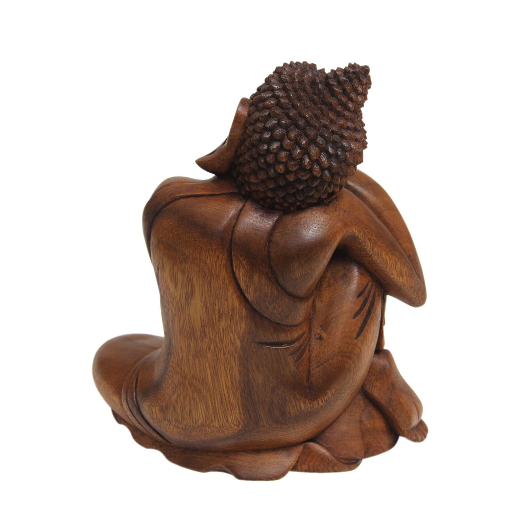 Balinese Hand-Carved Wood Buddha Statuette - Relaxing Buddha