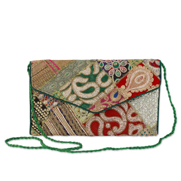 Upcycled Beaded and Embroidered Patchwork Purse - Vibrant Splash